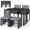 5 Pieces Outdoor Conversation Set with Removable Cushions for Backyard Porch-Gray